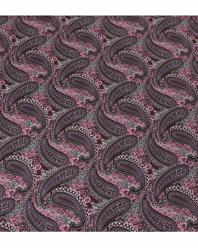 قماش ساتان حرير بيزلي من Magenta Mystique - تصميم إيطالي أنيق، عرض 140 سم -D18325