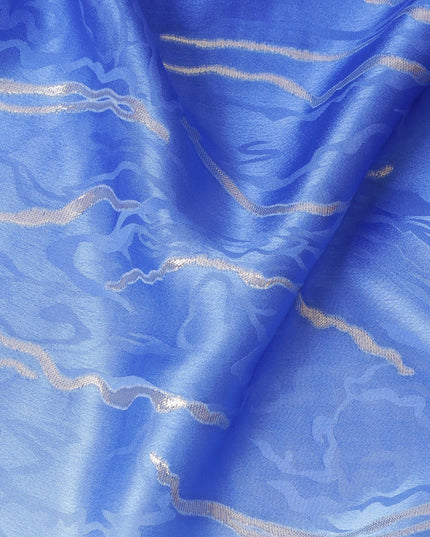 Oceanic Waves Silk Satin Fabric - Captivating Blue Gradient Print, 140cm Wide - Buy in Meters Online-D18327