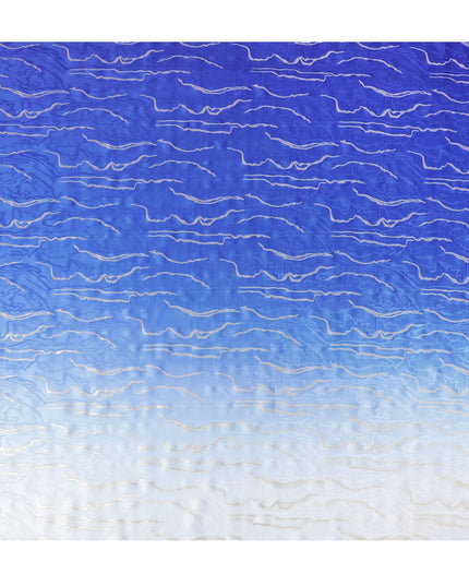 Oceanic Waves Silk Satin Fabric - Captivating Blue Gradient Print, 140cm Wide - Buy in Meters Online-D18327