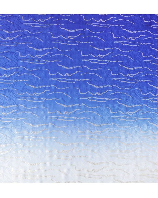 قماش الساتان الحريري بأمواج المحيط - طباعة متدرجة زرقاء آسرة، بعرض 140 سم - شراء بالمتر Online-D18327