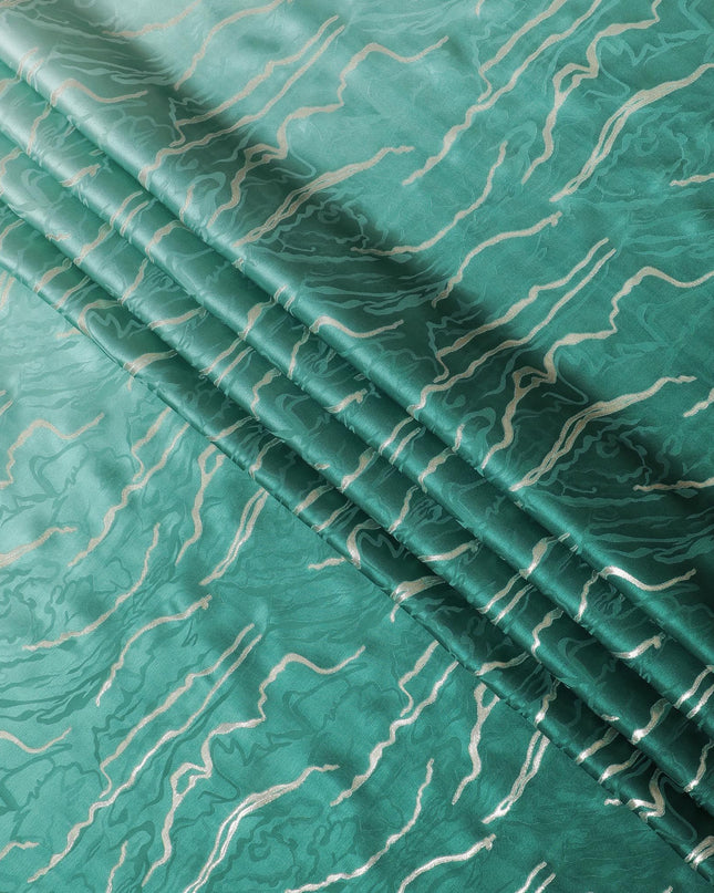 قماش الساتان الحريري Emerald Tides - طباعة كورية جنوبية فاخرة، عرض 140 سم -D18328