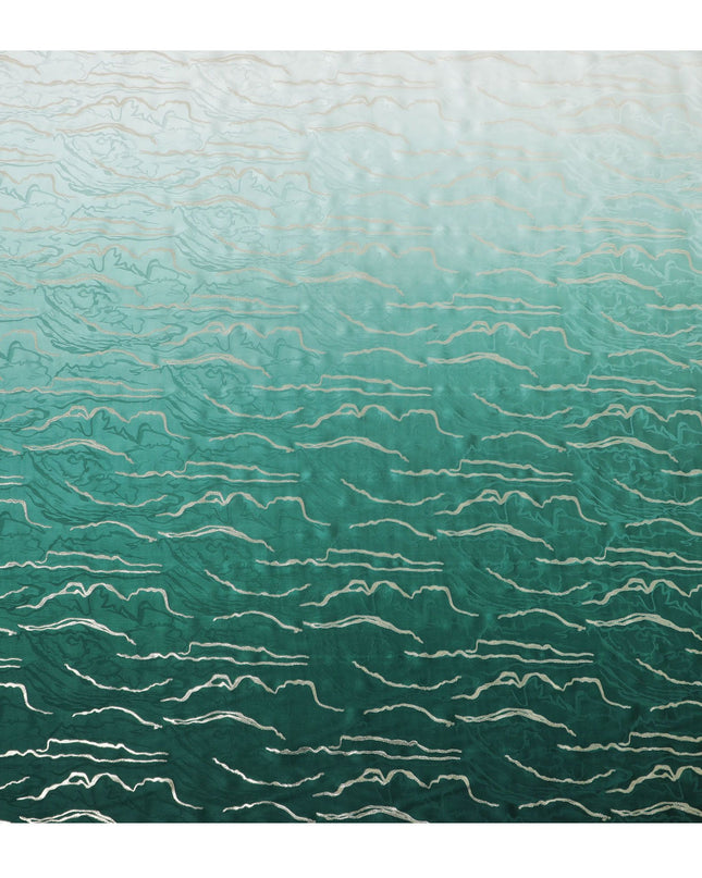 قماش الساتان الحريري Emerald Tides - طباعة كورية جنوبية فاخرة، عرض 140 سم -D18328