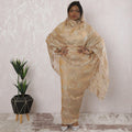 Pale brown Premium pure French (Fransawi) silk chiffon thobe with same tone viscose and multicolor metallic lurex in floral design-D16160 Regal Fabrics