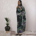 ثوب فوال من القطن الخالص الفاخر باللون الأخضر مع طباعة متعددة الألوان بتصميم الأزهار-D16186