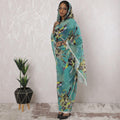 Turquoise blue Premium pure cotton voile thobe with multicolor print in abstract design-D16189 Regal Fabrics