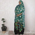 Forest green Premium pure French (Fransawi) silk chiffon garbasaar with gold metallic lurex in floral design-D17142