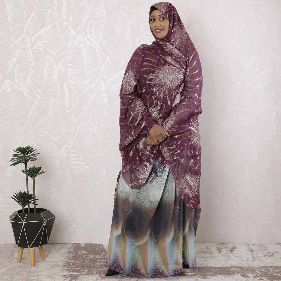 قماش غارباسار من الشيفون الحريري الفرنسي (الفرانساوي) الفاخر مع الفيسكوز الوردي الفاتح والوركس المعدني الذهبي بتصميم الأزهار-D17143