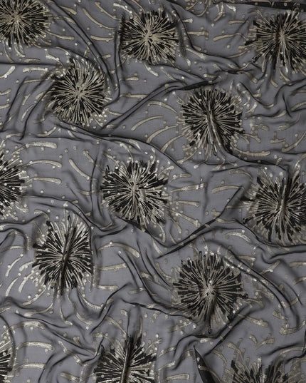 Garbasaar Pattern Black Premium pure French (Fransawi) silk chiffon garbasaar with gold ...