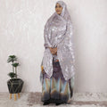 Light lilac Premium pure French (Fransawi) silk chiffon garbasaar with lavender metallic lurex in paisely design-D17146