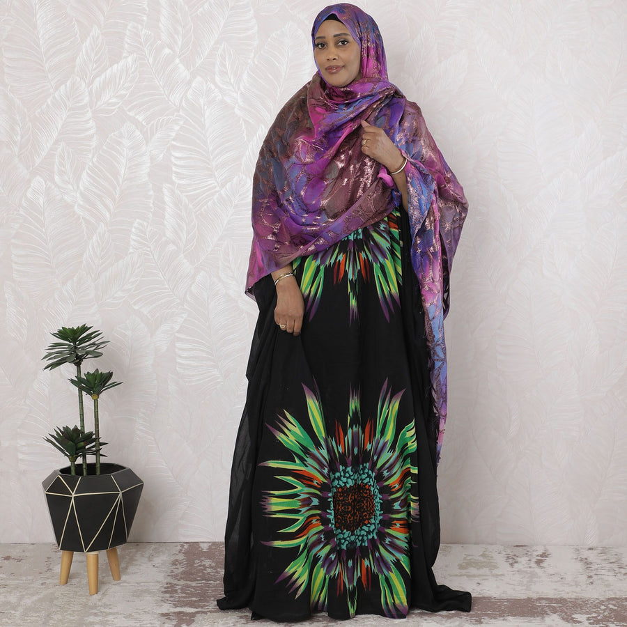 غارباسار شيفون حرير نقي ممتاز متعدد الألوان مع لوريكس معدني نحاسي بتصميم تجريدي-D17152