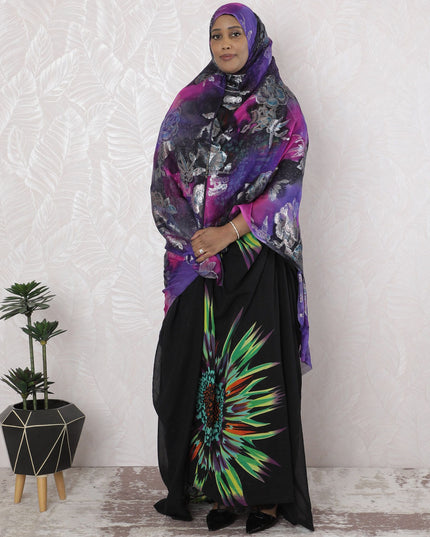 Multicolor Premium pure silk chiffon garbasaar with copper metallic lurex in abstract design-D17155 Regal Fabrics
