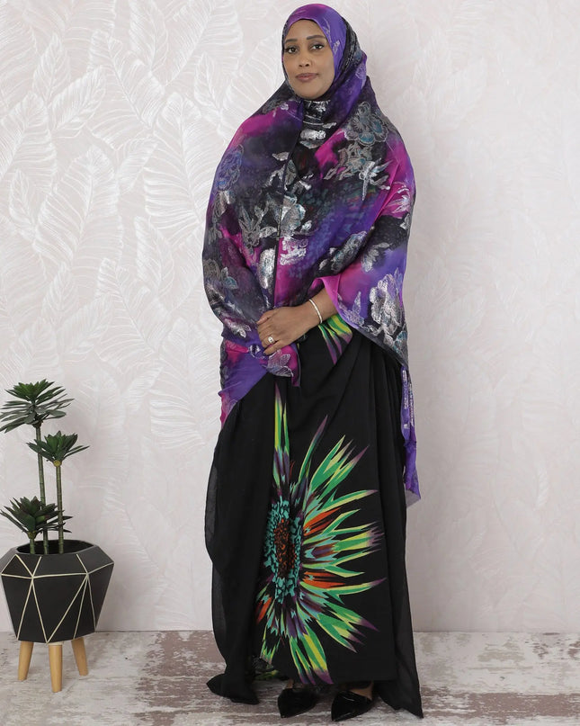 Multicolor Premium pure silk chiffon garbasaar with copper metallic lurex in abstract design-D17155 Regal Fabrics