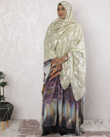 Blonde yellow Premium pure silk chiffon garbasaar with gold metallic lurex in abstract design-D17158