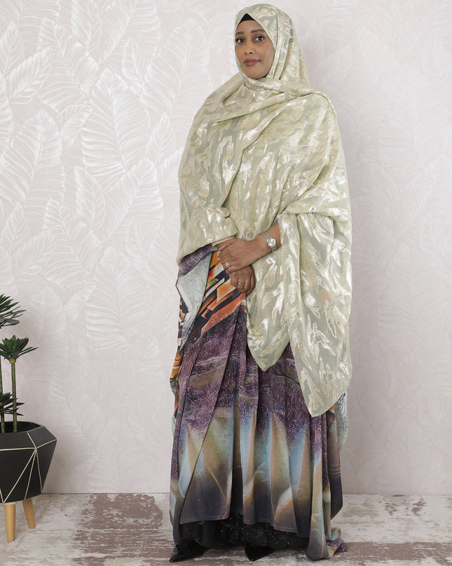 Blonde yellow Premium pure silk chiffon garbasaar with gold metallic lurex in abstract design-D17158