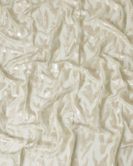 Blonde yellow Premium pure silk chiffon garbasaar with gold metallic lurex in abstract design-D17158