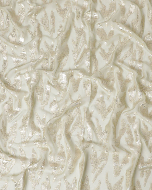 Blonde yellow Premium pure silk chiffon garbasaar with gold metallic lurex in abstract design-D17158