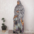Coin grey Premium pure silk chiffon garbasaar with gold and silver metallic lurex in abstract design-D17162