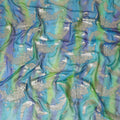 Multicolor Premium pure silk chiffon garbasaar with gold metallic lurex in Leaf design-D17166 Regal Fabrics