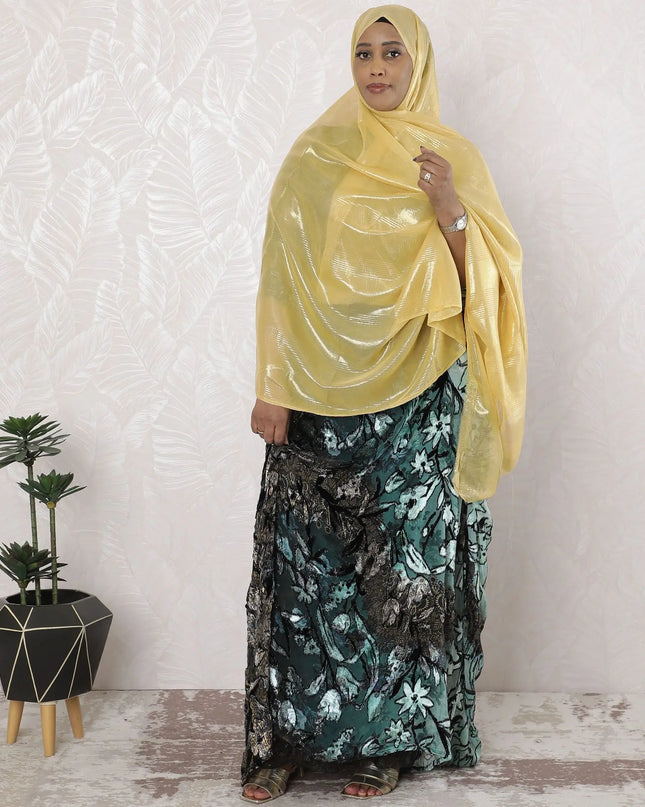 Dark gold Premium pure silk chiffon garbasaar with same tone metallic lurex in stripe design-D17176 Regal Fabrics