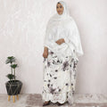 Off white Premium pure silk chiffon garbasaar with silver metallic lurex in stripe design-D17179 Regal Fabrics