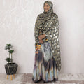 Charcoal grey Premium pure French silk chiffon garbasaar with gold metallic lurex in geometric design-D17180