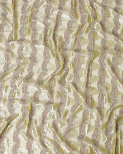 Garbasaar Pattern Gold Premium pure French (Fransawi) silk chiffon garbasaar with multic ...