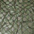 Dark olive green Premium pure French (Fransawi) silk chiffon garbasaar with lime green and gold metallic lurex in floral design-D17183
