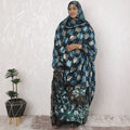 Navy blue Premium pure French (Fransawi) silk chiffon garbasaar with same tone viscose, eletric blue and gold metallic lurex in floral design-D17185 Regal Fabrics