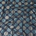 Navy blue Premium pure French (Fransawi) silk chiffon garbasaar with same tone viscose, eletric blue and gold metallic lurex in floral design-D17185 Regal Fabrics
