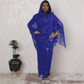 Royal Blue Traditional Sudanese Thobe - Synthetic Chiffon with Metallic Lurex, 110cm Width, 4.5 mtrs Piece-D18439 Regal Fabrics