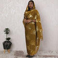 ثوب سوداني تقليدي ذهبي زيتوني - شيفون صناعي مع لوريكس ميتاليك، عرض 110 سم، قطعة 4.5 متر-D18452