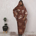 Cocoa Splendor Traditional Sudanese Thobe - Synthetic Chiffon with Metallic Lurex, 110cm Width, 4.5 Mtrs Piece-D18453
