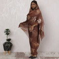 Cocoa Splendor Traditional Sudanese Thobe - Synthetic Chiffon with Metallic Lurex, 110cm Width, 4.5 Mtrs Piece-D18453