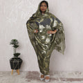 Emerald Twilight Traditional Sudanese Thobe - Synthetic Chiffon with Metallic Lurex, 110cm Width, 4.5 Mtrs Piece-D18455 Regal Fabrics