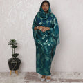 Teal Treasure Traditional Sudanese Thobe - Synthetic Chiffon with Metallic Lurex, 110cm Width, 4.5 Mtrs Piece-D18457