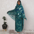 Teal Treasure Traditional Sudanese Thobe - Synthetic Chiffon with Metallic Lurex, 110cm Width, 4.5 Mtrs Piece-D18457