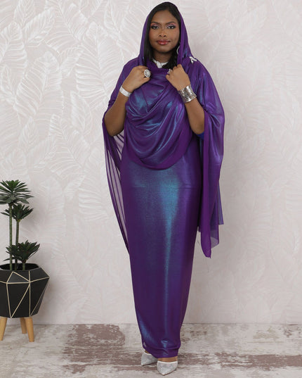 ثوب سوداني تقليدي جمشت ملكي - شيفون صناعي مع لوريكس ميتاليك، عرض 110 سم، قطعة 4.5 متر-D18459