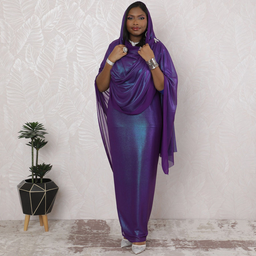 ثوب سوداني تقليدي جمشت ملكي - شيفون صناعي مع لوريكس ميتاليك، عرض 110 سم، قطعة 4.5 متر-D18459