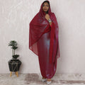 Wine Radiance Traditional Sudanese Thobe - Synthetic Chiffon with Metallic Lurex, 110cm Width, 4.5 Mtrs Piece-D18460
