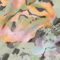 Sage green Swiss 100% cotton voile fabric with baby pink, peach, black and olive green print in floral design-D7203 Regal Fabrics