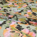 Sage green Swiss 100% cotton voile fabric with baby pink, peach, black and olive green print in floral design-D7203 Regal Fabrics