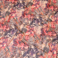 Light peach Swiss 100% cotton voile fabric with hot pink, purple, black and dark olive green print in Abstract design-D7204 Regal Fabrics