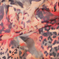 Light peach Swiss 100% cotton voile fabric with hot pink, purple, black and dark olive green print in Abstract design-D7204 Regal Fabrics