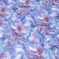 White Swiss 100% cotton voile fabric with blue, lavender, off white and cerise pink print in floral design-D7211 Regal Fabrics