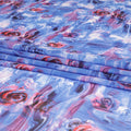 White Swiss 100% cotton voile fabric with blue, lavender, off white and cerise pink print in floral design-D7211 Regal Fabrics