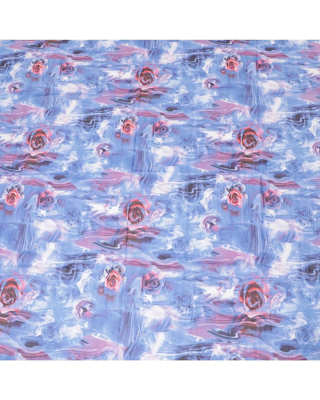 White Swiss 100% cotton voile fabric with blue, lavender, off white and cerise pink print in floral design-D7211 Regal Fabrics
