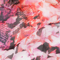 White Swiss 100% cotton voile fabric with baby pink, black, dark orange and off white print in floral design-D7214 Regal Fabrics