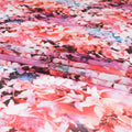 White Swiss 100% cotton voile fabric with baby pink, black, dark orange and off white print in floral design-D7214 Regal Fabrics