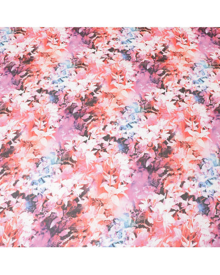 White Swiss 100% cotton voile fabric with baby pink, black, dark orange and off white print in floral design-D7214 Regal Fabrics