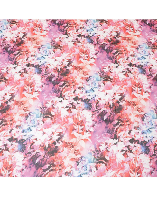 White Swiss 100% cotton voile fabric with baby pink, black, dark orange and off white print in floral design-D7214 Regal Fabrics